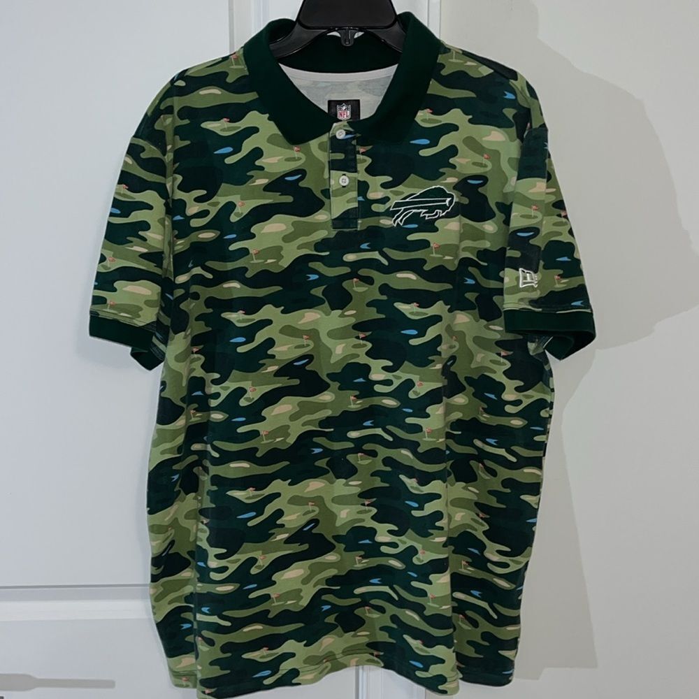 New Era Green Camo Camouflage Fairway Buffalo Bills NFL football Golf Polo Shirt